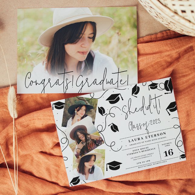 Sie hat es gemacht Moderner Abschluss für Schwarzw Einladung (Von Creator hochgeladen)