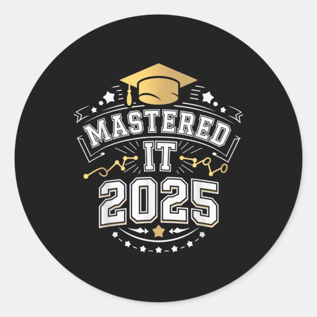 Sie hat es gemeistert 2025 Master-Abschluss Abschl Runder Aufkleber (Vorderseite)
