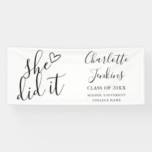 Sie hat es geschafft Skript Herz Abschlussfeier Banner