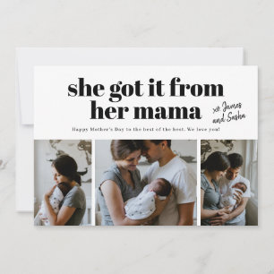 Sie hat es von ihrer Mama Foto-Muttertagskarte Feiertagskarte