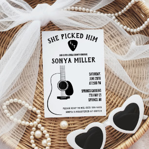 Sie hat ihn ausgewählt! Gitarre und Plektrum Jungg Einladung