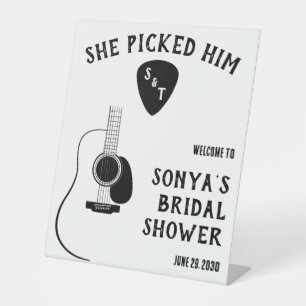 Sie hat ihn gewählt! Gitarre Junggesellinnenabschi Sockelschild
