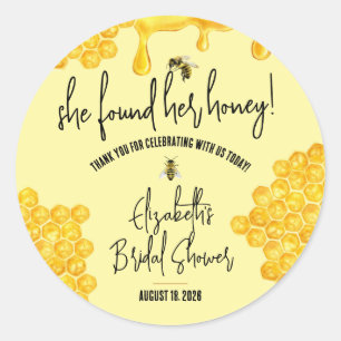 Sie hat ihr Honig gefunden! Honeybee Bridal Favor Runder Aufkleber