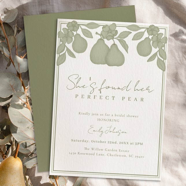 Sie hat ihr perfektes Brautparty gefunden Einladung (She's found her perfect pear invite)