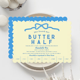 Sie hat ihre Butter-Hälfte Blue Bow Brautparty gef Einladung