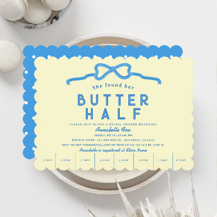 Sie hat ihre Butter-Hälfte Blue Bow Brautparty gef Einladung