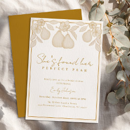 Sie hat ihre perfekte Birne gefunden | Gold-Brautp Einladung