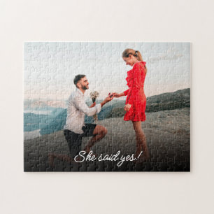 Sie hat Ja gesagt! Benutzerdefinierte Foto-Verlobu Puzzle