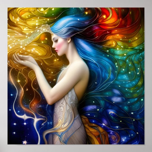 Sie hat Rainbow Starlight Digital Art Poster (Vorne)