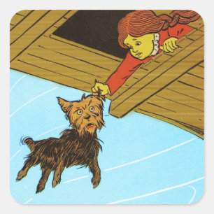 Sie hat sich am Ohr gefangen Quadratischer Aufkleber