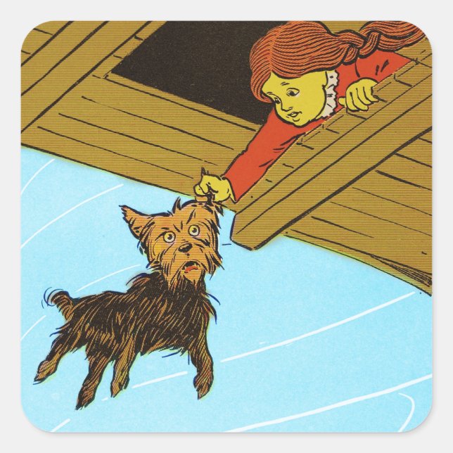 Sie hat sich am Ohr gefangen Quadratischer Aufkleber (Vorderseite)