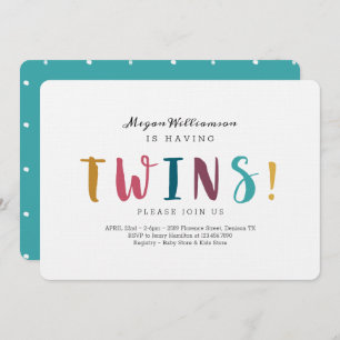 Sie hat Zwillinge - modern, farbenfroh & unterhalt Einladung