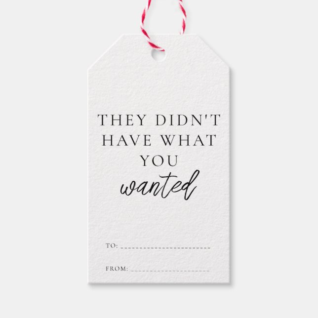 Sie hatten nicht, was du Weihnachten Gewollt hast Geschenkanhänger (Vorderseite)