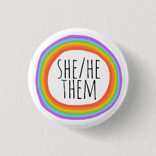 SIE/HE/SIE Pronouns farbenfroher Regenbogenkreis Button