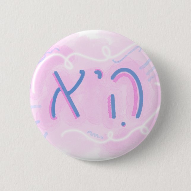 "Sie" Hebräisches Pronomen Trans Farben Button (Vorderseite)