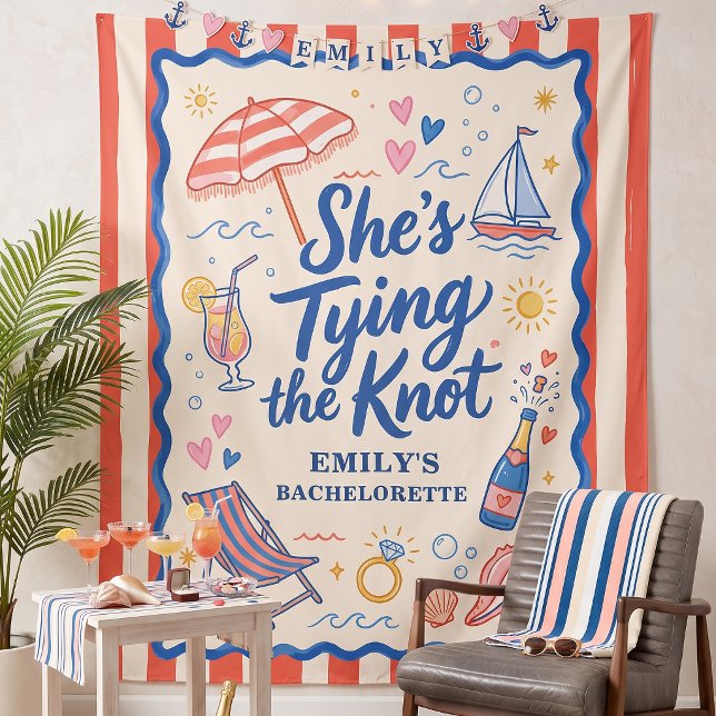 Sie heiratet - Nautical Bachelorette Wandteppich (Von Creator hochgeladen)