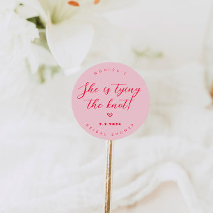 Sie heiratet rosa und rote Hochzeit Runder Aufkleber
