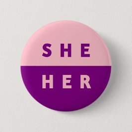 SIE/HER Pronouns farbenfroh rosa Lila Button