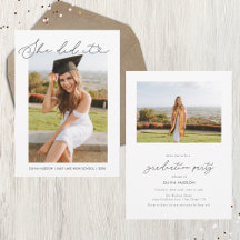 Sie hörte Typografie-Abschluss Einladung