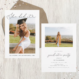 Sie hörte Typografie-Abschluss Einladung