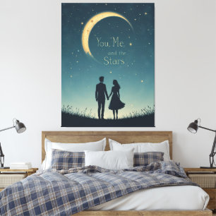 Sie, ich und die Kunst der Silhouette der Sterne Leinwanddruck