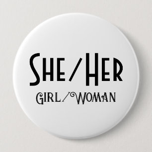 SIE/IHR MÄDCHEN/FRAU RUNDER Weiße Taste Button