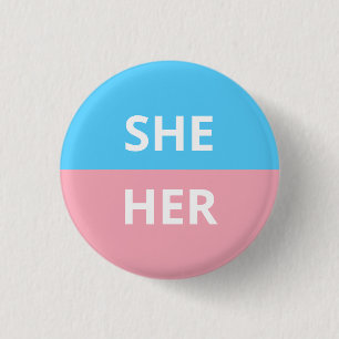 Sie/ihr Pronominatransgender-Abzeichen Button