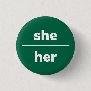 Sie/ihr Pronoun-Button, 1¼ Zoll Button