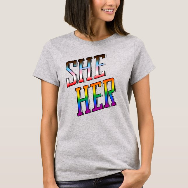 Sie / ihr T - Shirt für Fortschritt mit Pronounen (Vorderseite)