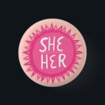 Sie / ihre Pronomen Pink Sun Pride handschrift, ab Button<br><div class="desc">Dekorieren Sie Ihr Outfit mit diesem coolen Kunstknopf. Macht ein großartiges Geschenk! Sie können ihn anpassen und auch Text hinzufügen. Karo in meinem Shop für viel mehr Farben und Muster! Lass mir Bescheid,  wenn du auch etwas Gewohntes willst.</div>
