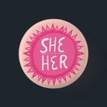 Sie / ihre Pronomen Pink Sun Pride handschrift, ab Button<br><div class="desc">Dekorieren Sie Ihr Outfit mit diesem coolen Kunstknopf. Macht ein großartiges Geschenk! Sie können ihn anpassen und auch Text hinzufügen. Karo in meinem Shop für viel mehr Farben und Muster! Lass mir Bescheid,  wenn du auch etwas Gewohntes willst.</div>