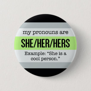 Sie/ihre Pronomina - Agender Flagge Button