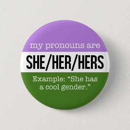 Sie/ihre Pronomina - Genderqueer Flagge Button