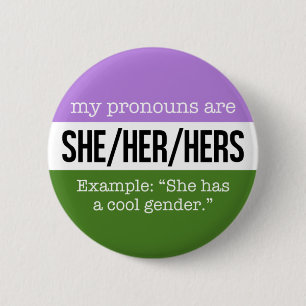 Sie/ihre Pronomina - Genderqueer Flagge Button