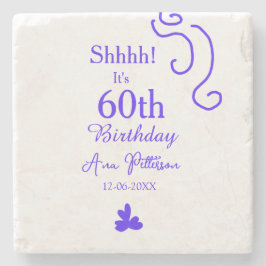 Sie ist 60. Geburtstag hinzufügen Namen lila Spani Steinuntersetzer