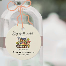 Sie ist ab von der Markt Leinen Weiße Florale Hoch Geschenkanhänger