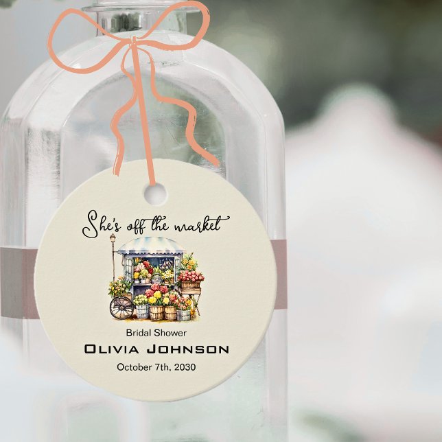 Sie ist ab von der Markt Leinen Weiße Florale Hoch Geschenkanhänger (Von Creator hochgeladen)