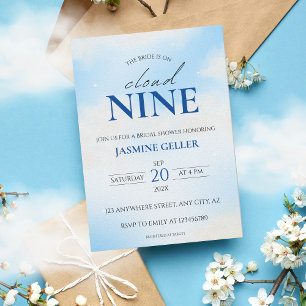 Sie ist auf Cloud 9 Dreamy Brautparty Soft Blue Einladung