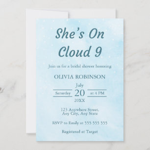 Sie ist auf Cloud 9 Dreamy Sky Blue Brautparty Einladung