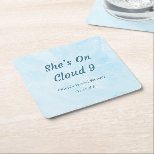 Sie ist auf Cloud 9 Dreamy Sky Blue Brautparty Rechteckiger Pappuntersetzer