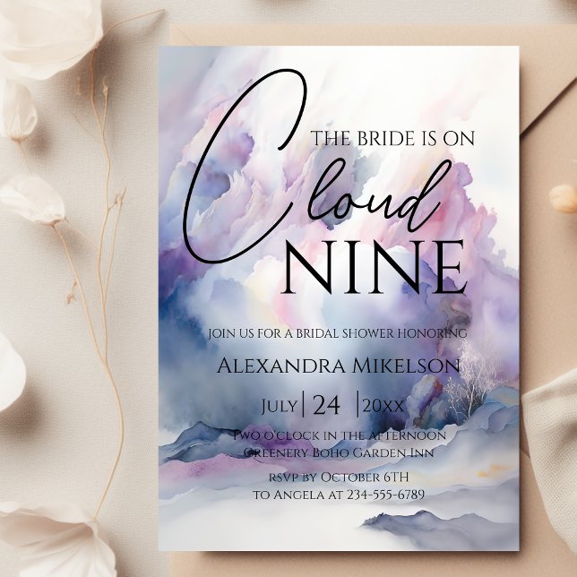 Sie ist auf Cloud 9 Elegant Brautparty Dreamy Einladung (Von Creator hochgeladen)