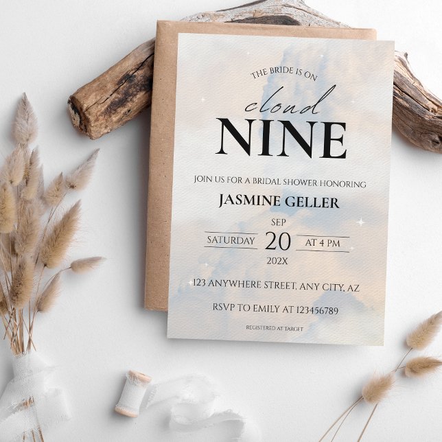 Sie ist auf Cloud 9 Elegant Brautparty Dreamy Einladung (Von Creator hochgeladen)