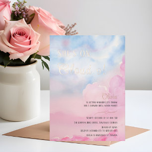 Sie ist auf Cloud 9 Pink Bridal Dusche Einladung