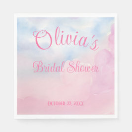 Sie ist auf Cloud 9 Pink Watercolor Brautparty Serviette