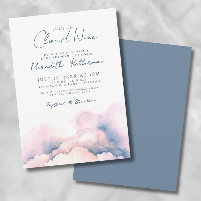 Sie ist auf Cloud Nine Elegant Baby Shower Einladung (She's On Cloud Nine Elegant Baby Shower Invitation)