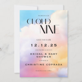 Sie ist auf Cloud Nine Pastel Bridal und Babydusch Save The Date