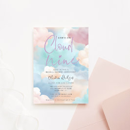 Sie ist auf Cloud Nine Pastellfarben Brautparty Einladung