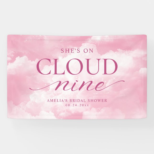 Sie ist auf Cloud Nine Pink Brautparty Banner (Horizontal)