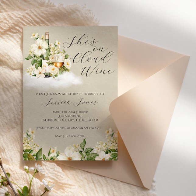 Sie ist auf Cloud Wine Bridal Dusche Einladung (Von Creator hochgeladen)