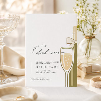 Sie ist auf Cloud Wine Champagner Junggesellinnena Einladung